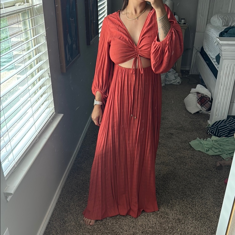 Elegant burnt orange maxi dress